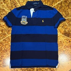 Polo by Ralph Lauren Men's Blue and Black Striped Polo